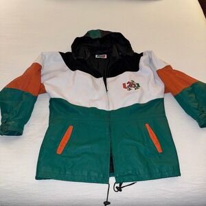 Speedy University of Miami Hurricanes Leather Jacket Men Big Embroidered Logo